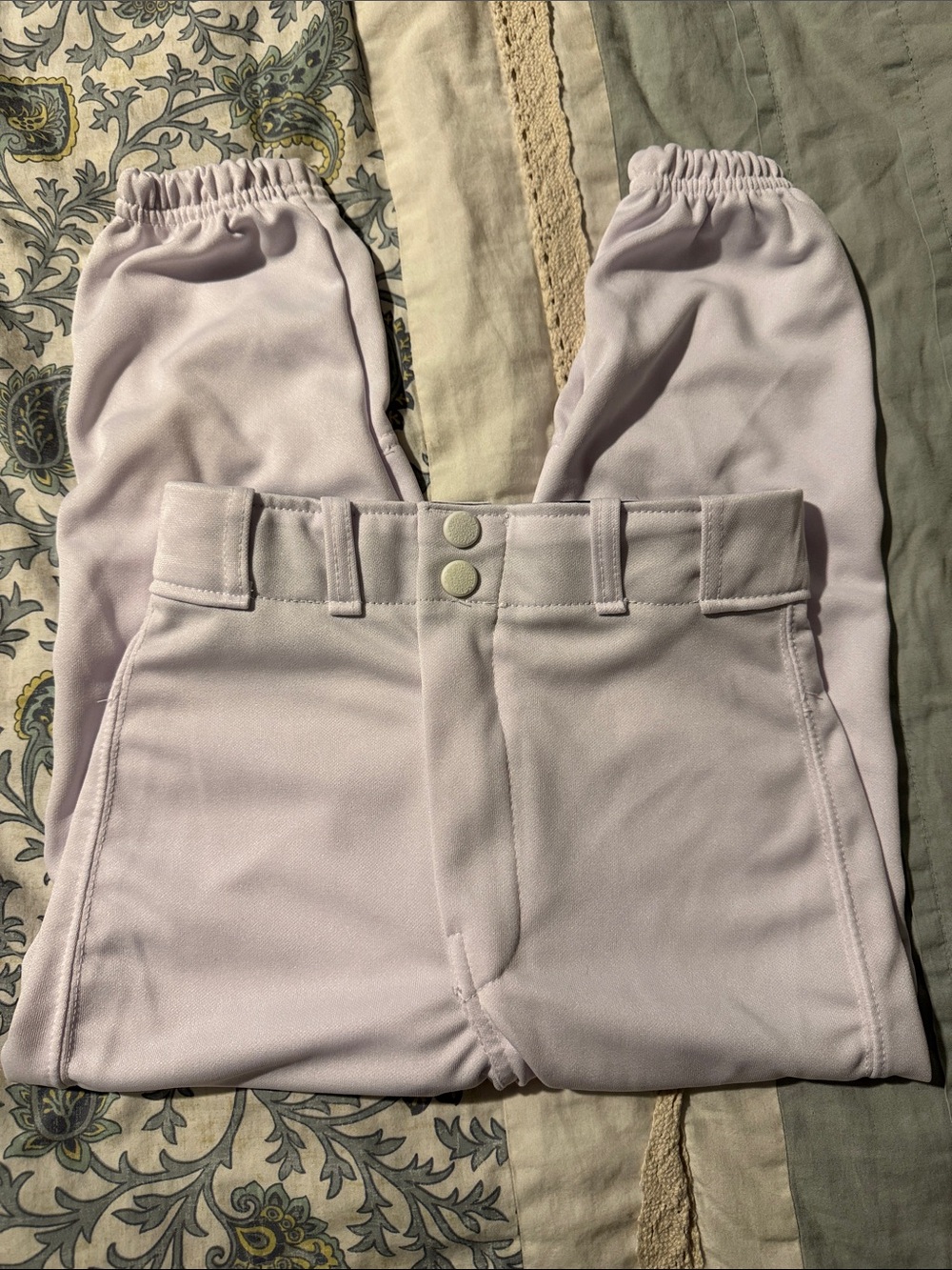 Kids White Athletic Baseball Pants with Elastic Ankles - Unbranded